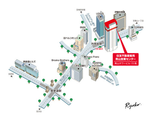 営業センターの立体イラストマップ