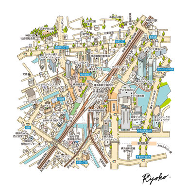 横浜駅周辺イラストマップ