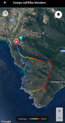 Unsere Route über 600 Meter Anstieg 
