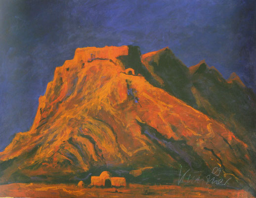 Roter Berg, Acrly auf Papier, 42x55cm