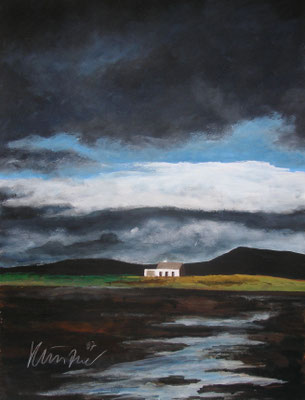 Landhaus in Norwegen, Acryl auf Papier, 55x42cm