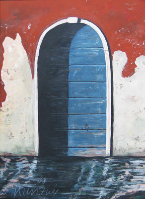 Venezianische Tür, Acryl und Mischtechnik auf Papier, 55x42cm