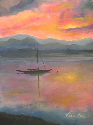Segelboot, Acryl auf Papier, 48x36cm