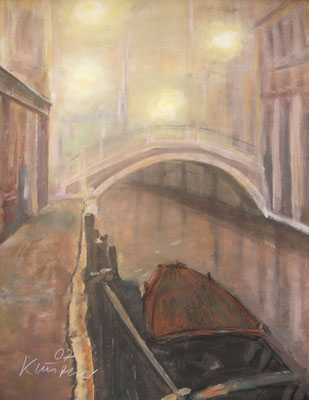 Venezianische Nacht, Acryl und Pastell auf Papier, 55x42cm