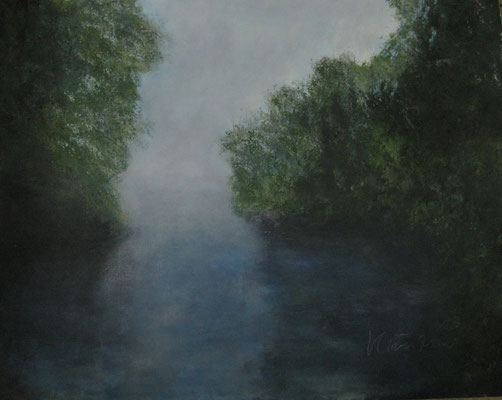 Geheimnisvoller See, Acryl auf Papier, 50x64cm