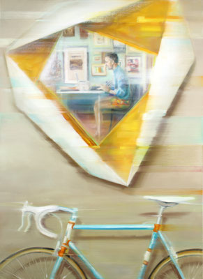 bike, mirror pictures, Öl auf Leinwand, 150 x 110cm, 2022