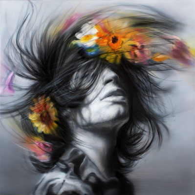 Flower Mick, Öl auf Leinwand, 80 x 80cm, 2024