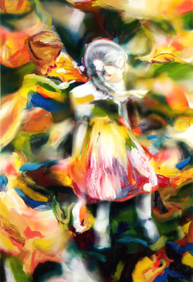 Mondscheinmädchen, Öl auf Stoff, 160 x 110cm, 2016