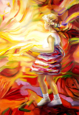 Blumenmädchen, Öl auf Leinwand, 160 x 110cm, 2016
