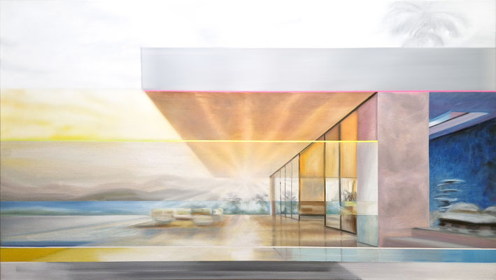 Homage to Richard-terrace house, Öl auf Leinwand, 90 x 160cm, 2025