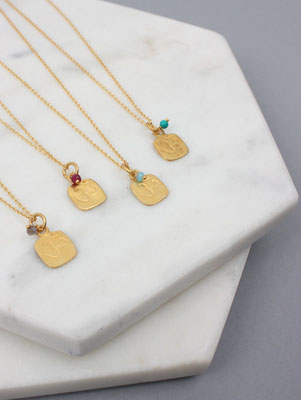 Om - Goldkette mit Stein & Om-Symbol