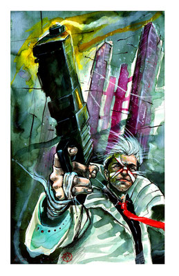 Nathan Never acrylique, encres de couleur, sur papier dimension 46cmx28cm