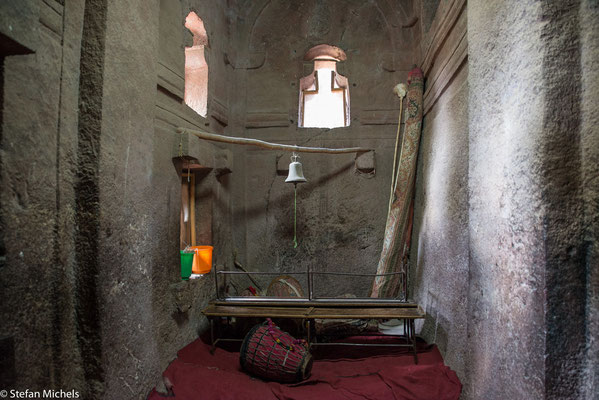 Lalibela -Die westliche Gruppe: Bet Giyorgis, die bekannteste und am besten erhaltene Kirche.