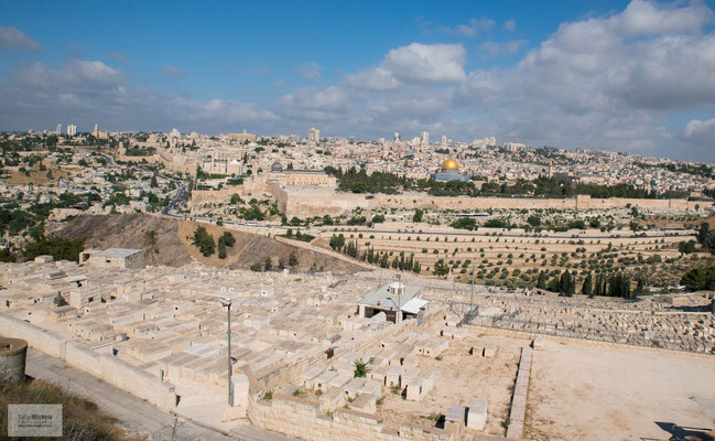 Blick vom Ölberg auf die Altstadt von Jerusalem.