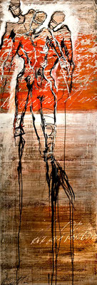AUFSTREBEND; Mischtechnik auf Leinwand, 180x60 cm