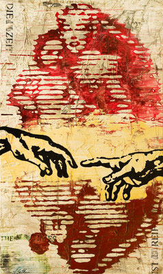 BERÜHRUNG; Mischtechnik auf Leinwand, 160x95 cm