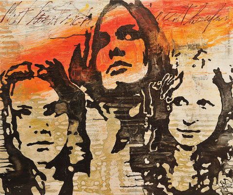 MUT LÄSST SICH NICHT KAUFEN (PUSSY RIOT); Mischtechnik, 100x120 cm