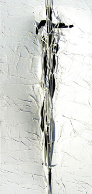 MENSCH IM LEBENSNETZ II; Mischtechnik auf Leinwand, 105x50 cm