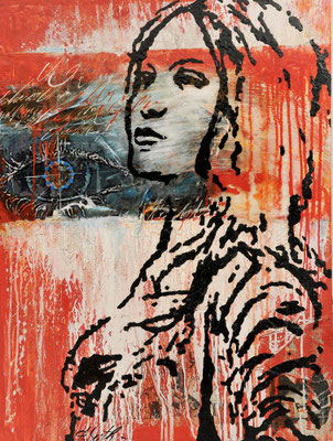 IM SPIEGEL DER ZEIT; Mischtechnik auf Leinwand, 120x90cm