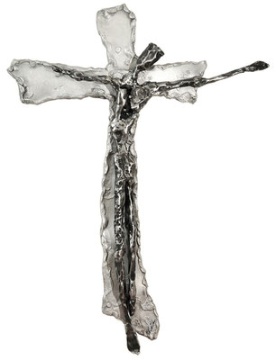 AM METALLKREUZ II; Geschmiedetes Eisen auf Aluminium, 59x44x5 cm