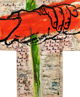 SEILSCHAFTEN; Mischtechnik auf Leinwand, 115x95 cm