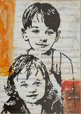 Mathilda und Sebastian, Mischtechnik auf Leinwand, 50x40 cm