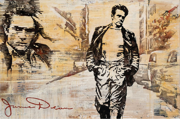 JAMES DEAN; Mischtechnik auf Leinwand, 150x225 cm