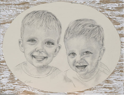 Maximilian und Luis, Mischtechnik auf Leinwand, 50x65 cm