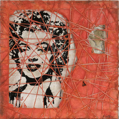 MARILYN VERNETZT; Mischtechnik auf Leinwand, 60x60 cm