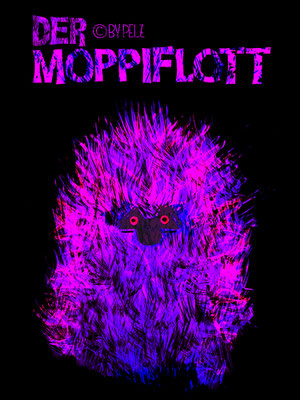 Der Moppiflott, Fantasietierchen, lila, pink, lustig, fröhlich, Cartoon, Zeichnung, Aquarellmalerei, Illustration, Copyright by Pelz, 2026.