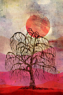 Titel: Trauerweide - Größe: 30 x 40 cm - Art: digitale Malerei / gezeichnet mit Zeichentablett WACOM INTUOS BT M - © by Emil Pelz 2023