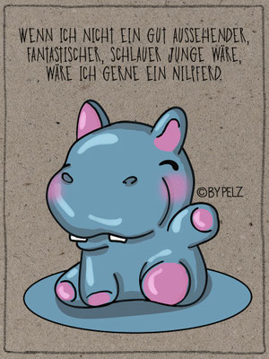 kleines Nilpferd, lustig, digiART, Manga, Zeichnung, Illustration, Copyright by Pelz, 2026.