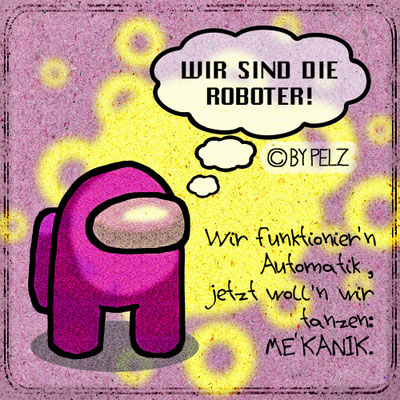 Roboter, Zukunft, Illustration, Malerei, Cartoon, Zeichnung, bunt, Copyright by Pelz, 2026.