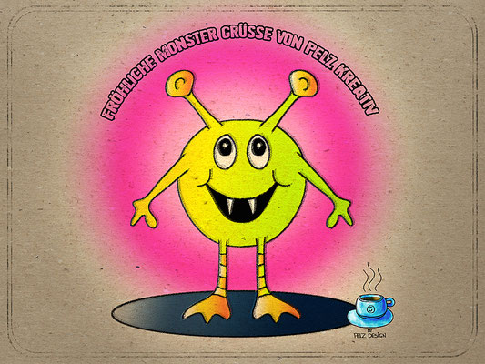 Exponattitel: Monster Grußkarten Nr. 2 - Exponatgröße: 15 x 20 - Art: digiART / gezeichnet mit WACOM Inuos BT M - © by Pelz Kreativ 2021