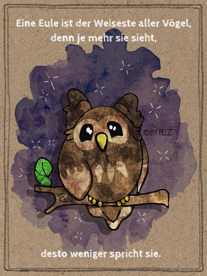 Eule, lustig, digiART, Manga, Zeichnung, Illustration, Copyright by Pelz, 2026.