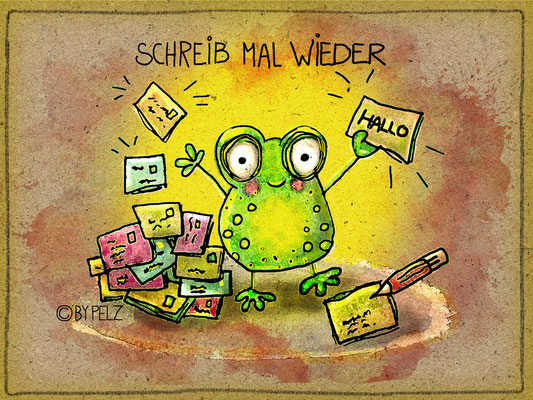 Titel: Schreib mal wieder - Größe: 15 x 20 cm - Art: digiART / gezeichnet mit WACOM Zeichentablett Intuos M - © by Emil Pelz / 28. Oktober 2025