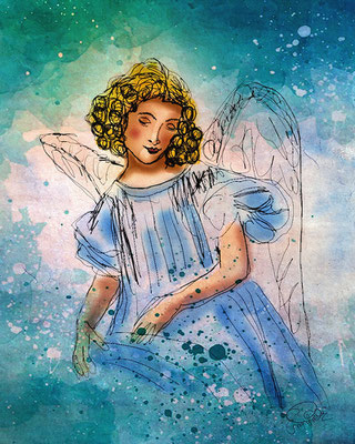 Titel: Engel - Größe: 30 x 40 cm - Art:  Art: digiART / gezeichnet mit Zeichentablett WACOM INTUOS BT M - © by Emil Pelz 2023