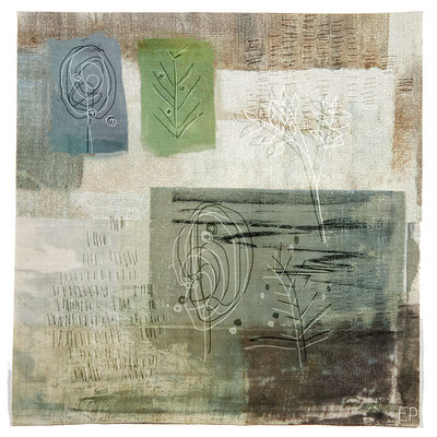Titel: Flurbereinigung - Größe: 50 x 50 - Art: Aquarell & Découpage - © by Emil Pelz 2024
