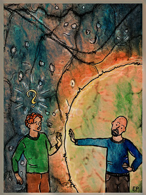 Titel: Toxizität hat viele Gesichter - Größe: 30 x 40 - Art: Aquarell, Kreide & Tusche - © by Pelz / 18. Juni 2025