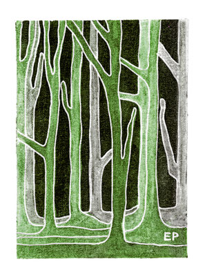 Titel: Im Wald- Größe: 30 x 40 cm - Art: Aquarellzeichnung - © by Emil Pelz 2023