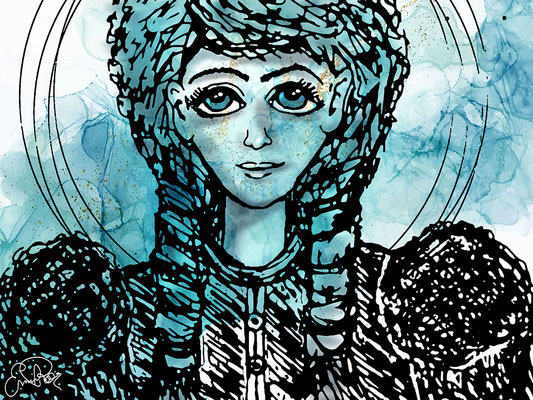 Titel: Wednesday - Größe: 30 x 40 cm - Art: digiART / gezeichnet mit Zeichentablett WACOM INTUOS BT M - © by Emil Pelz 2023