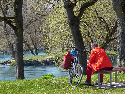 Exponattitel: Frühlingsveilchen 1-7 / Nr. 7 - Kleine Radpause an der Donau - © by Pelz Kreativ 2019 