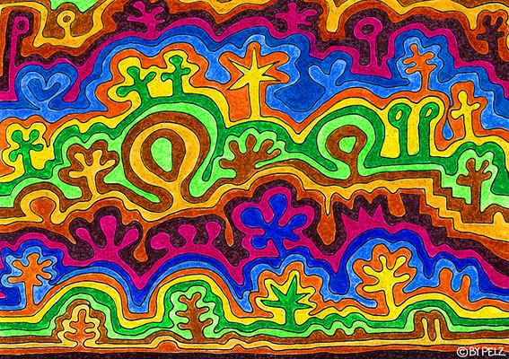 bunt, Zeichnung, Malerei, Formen, Farben, Illustration, Copyright by Pelz, 2026.