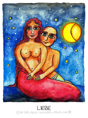 Titel: Liebe - Größe: 30 x 40 - Art: Tusche- & Aquarellmalerei - © by Emil Pelz 2023