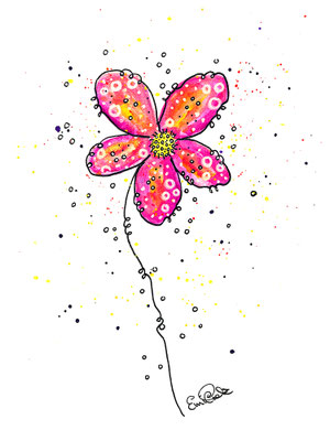 Titel: Ein Blümchen - Größe: 30 x 40 cm - Art: Tusche- & Aquarellzeichnung - © by Emil Pelz 2023