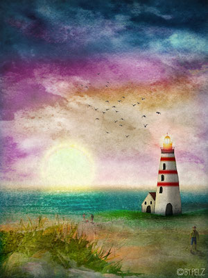 Titel: Am Leutturm - Größe: 30 x 40 cm - Art: digiART / Zeichentablett WACOM - © by Pelz / 16. Oktober 2025