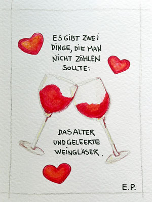 Titel: Geburtstagsgrüße - Größe: 15 x 20 cm - Art: Tusche- & Aquarellmalerei - © by Emil Pelz 2023