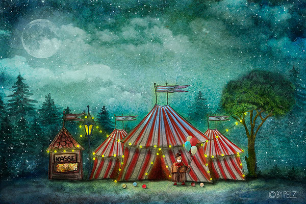 Exponat: Zirkus-Impression - Größe: 30 x 45 cm - Art: digiART / Zeichentablett WACOM - © by Emil Pelz / 02. Oktober 2025