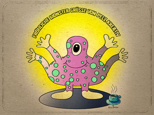 Exponattitel: Monster Grußkarten Nr. 4 - Exponatgröße: 15 x 20 - Art: digiART / gezeichnet mit WACOM Inuos BT M - © by Pelz Kreativ 2021