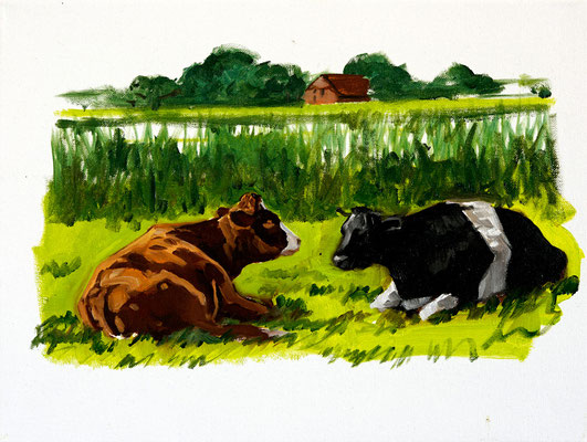 Hartmut Kiewert: *Maret und Alwine* (Butenland 27), 2019, Öl/Leinwand, 30 x 40 cm